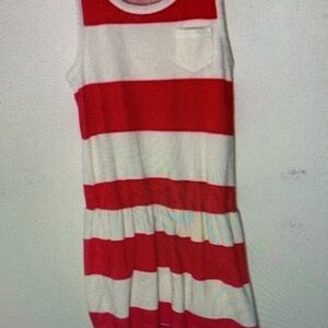 Red and White Striped Kids Swim Dress
